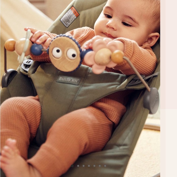 BabyBjorn bouncer toy bar- Wooden Toy Bar with gender neutral pastel scheme - Picture 2 of 3